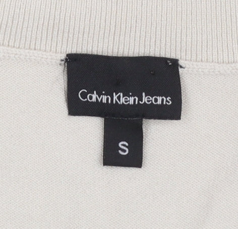Calvin Klein Jeans Women's Ivory Striped V-Neck Knit Top Size S