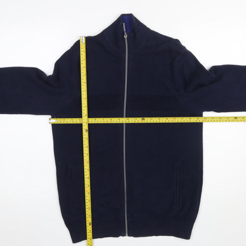 Marks and Spencer Men's Blue Full Zip Cotton Jumper M