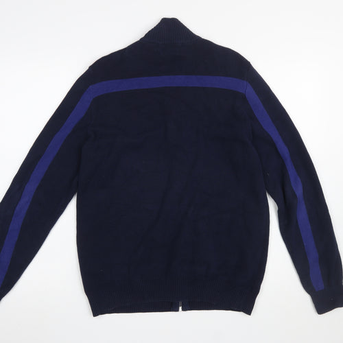 Marks and Spencer Men's Blue Full Zip Cotton Jumper M