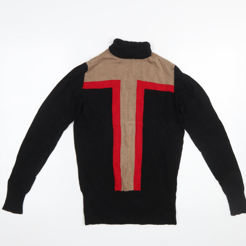 Wallis Women’s Black Roll Neck Geometric Pullover Jumper Size 10