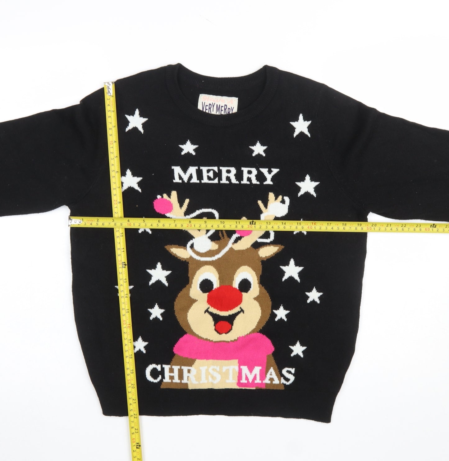 Very Merry Women’s Black Christmas Reindeer Jumper Size 12