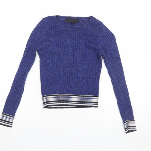Topshop Women's Blue Cotton Knit Pullover Jumper Size 6