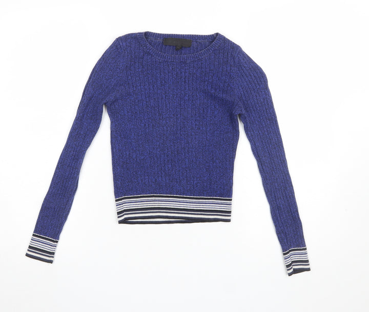 Topshop Women's Blue Cotton Knit Pullover Jumper Size 6