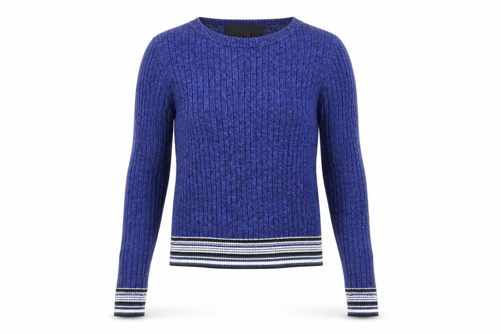 Front view of Topshop Women's Blue Cotton Knit jumper, size 6