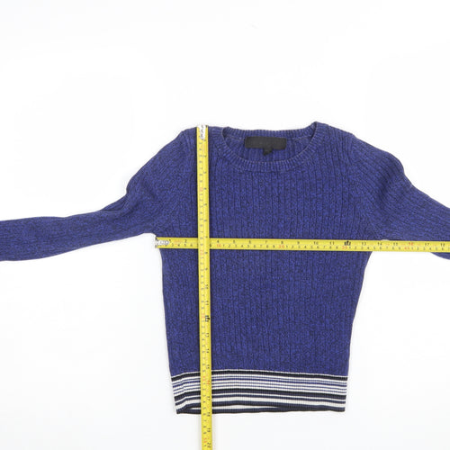Topshop Women's Blue Cotton Knit Pullover Jumper Size 6