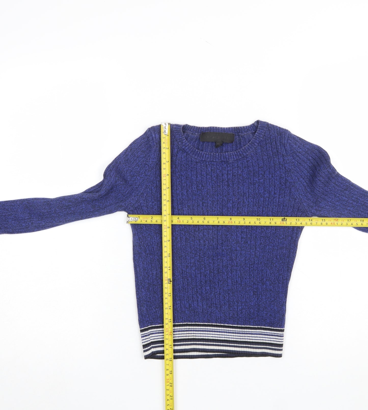 Topshop Women's Blue Cotton Knit Pullover Jumper Size 6