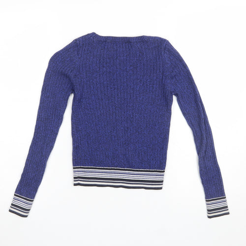 Topshop Women's Blue Cotton Knit Pullover Jumper Size 6