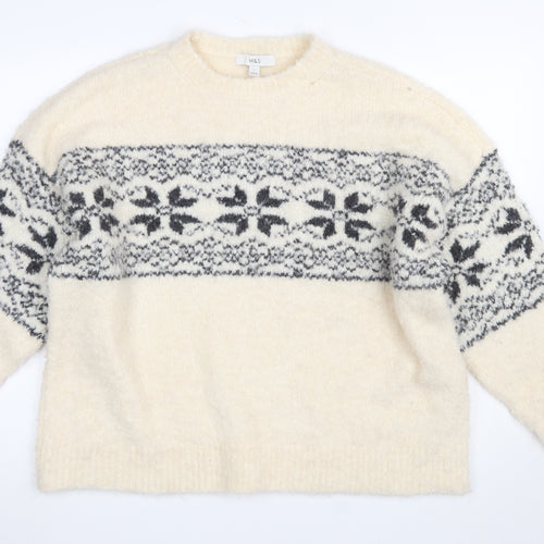 Marks and Spencer Women Beige Fair Isle Knit Jumper Size L