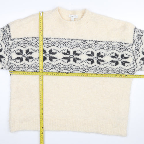 Marks and Spencer Women Beige Fair Isle Knit Jumper Size L