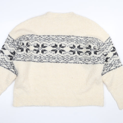 Marks and Spencer Women Beige Fair Isle Knit Jumper Size L