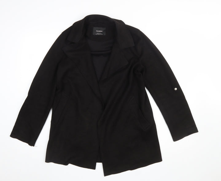 Pull&Bear Womens Black XS Mid-Length Overcoat Classic Style