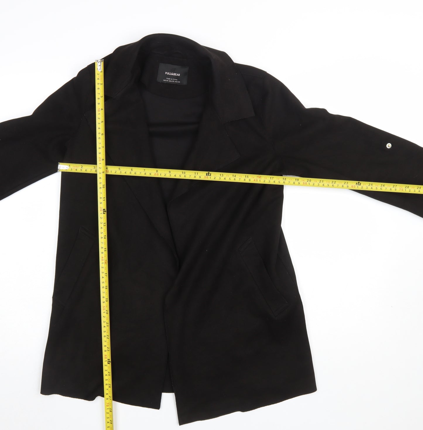 Pull&Bear Womens Black XS Mid-Length Overcoat Classic Style