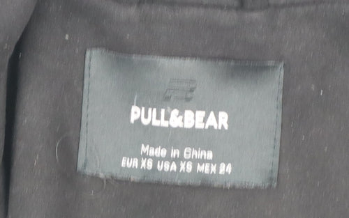 Pull&Bear Womens Black XS Mid-Length Overcoat Classic Style