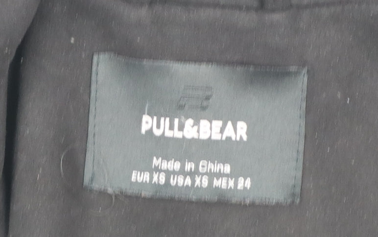 Pull&Bear Womens Black XS Mid-Length Overcoat Classic Style