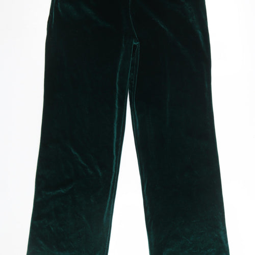 NLY Trend Women’s Green Velvet Straight Leg Trousers Size S