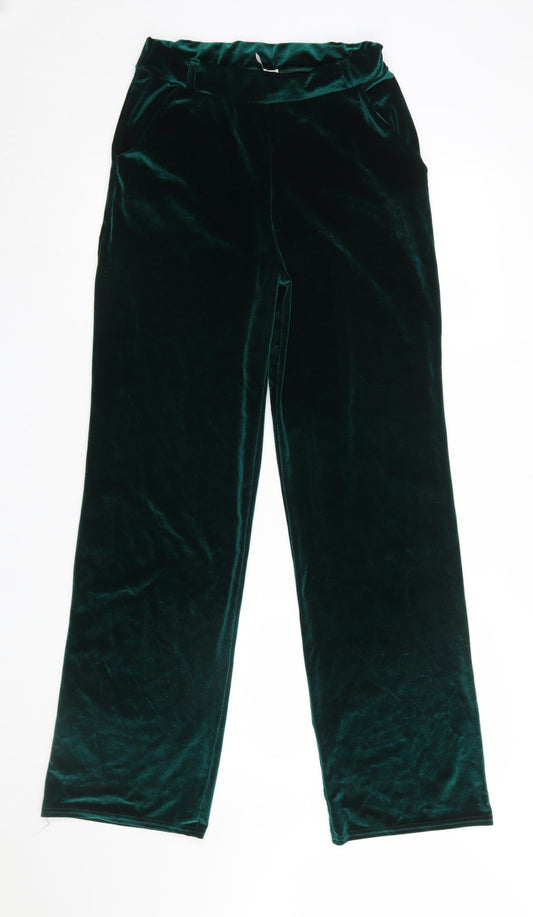 NLY Trend Women’s Green Velvet Straight Leg Trousers Size S