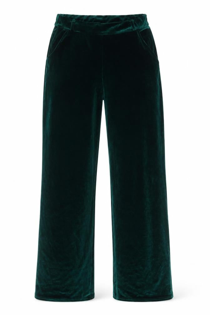 NLY Trend Women’s Green Velvet Straight Leg Trousers Size S