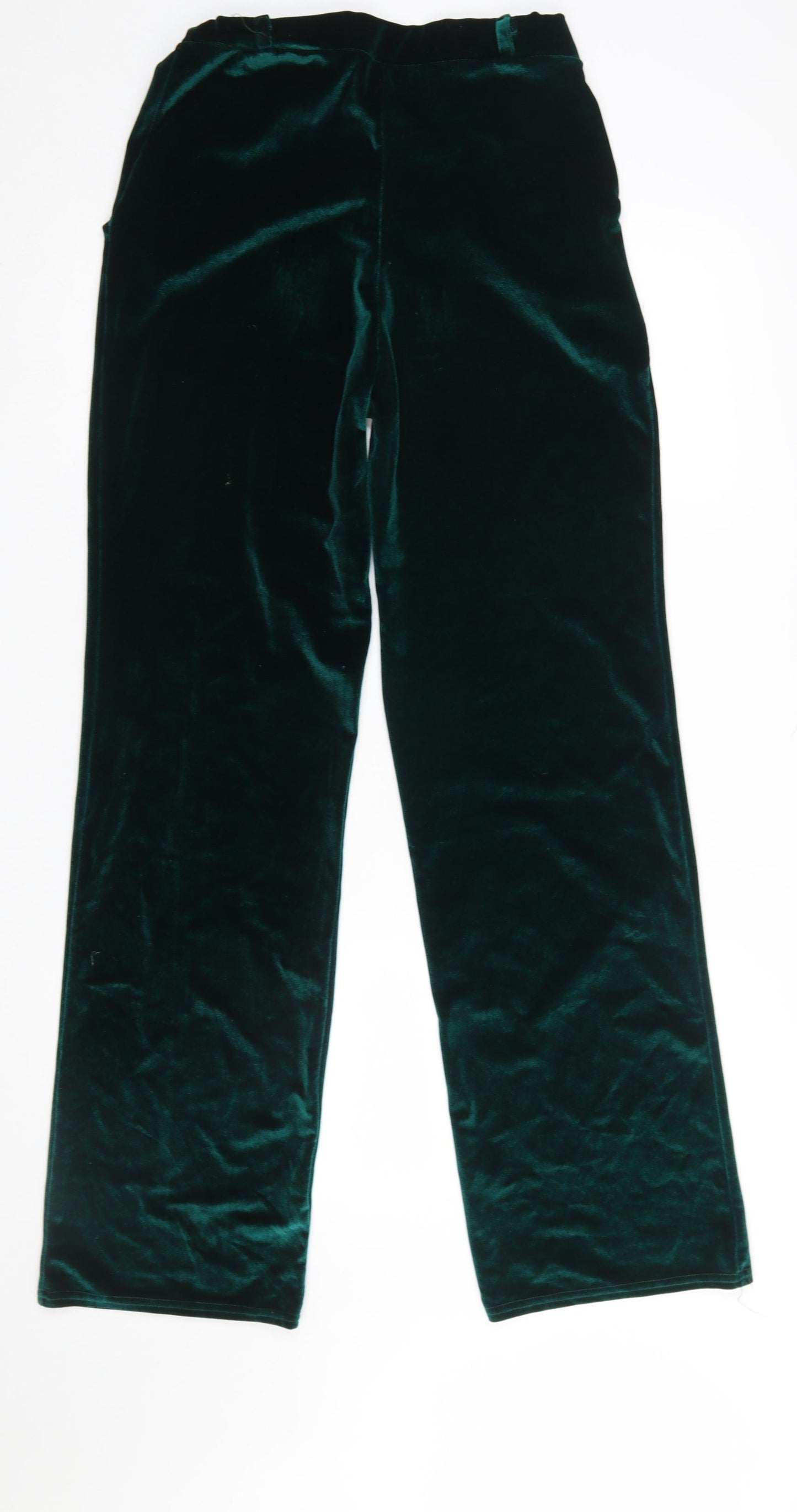 NLY Trend Women’s Green Velvet Straight Leg Trousers Size S