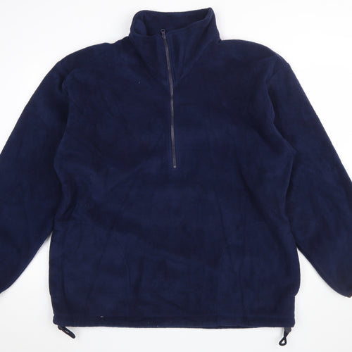 GTC Men's Blue Fleece 1/2 Zip Pullover Sweatshirt L