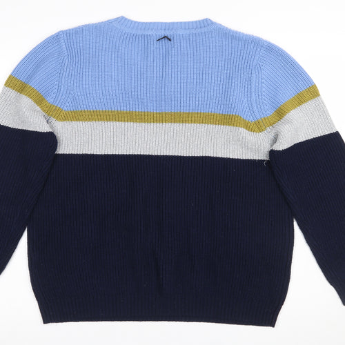 Nümph Women's Blue Striped Crew Neck Chunky Knit Jumper XL