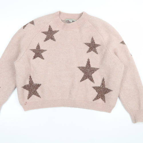 AllSaints Women's Pink Star Jumper Wool Alpaca Blend Size S