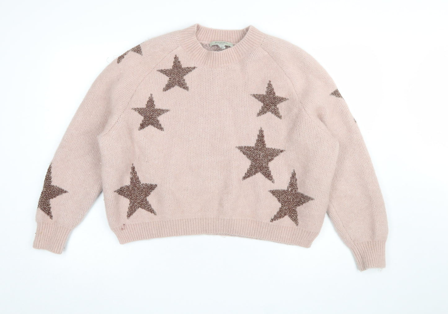 AllSaints Women's Pink Star Jumper Wool Alpaca Blend Size S