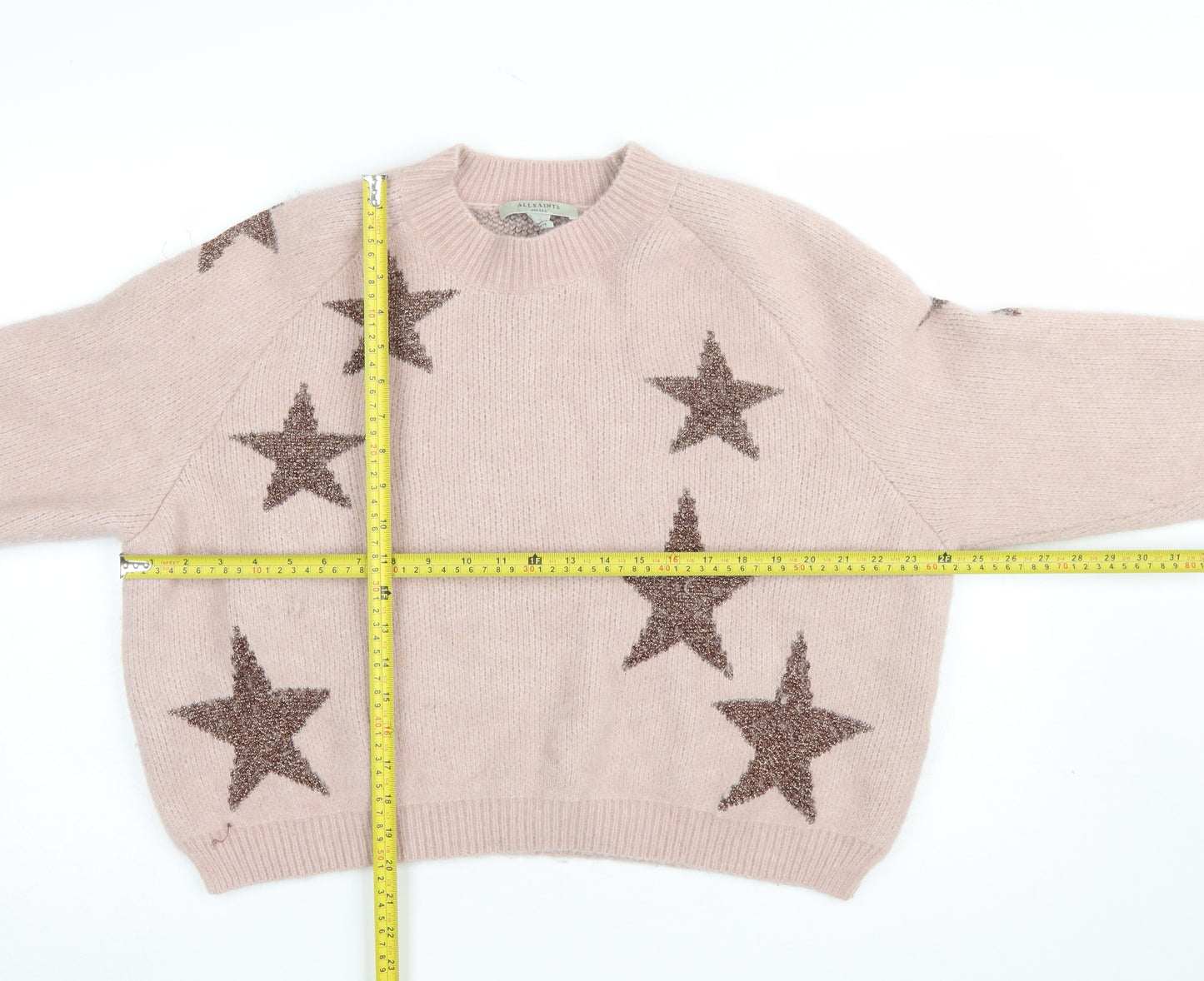 AllSaints Women's Pink Star Jumper Wool Alpaca Blend Size S