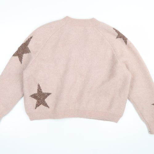 AllSaints Women's Pink Star Jumper Wool Alpaca Blend Size S