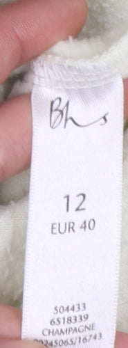 BHS Women’s Beige Mock Neck Long Sleeve Pullover Sweatshirt Size 12