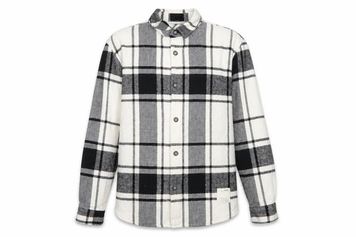 Pull&Bear Men's Black White Check Long Sleeve Button-Up Shirt L