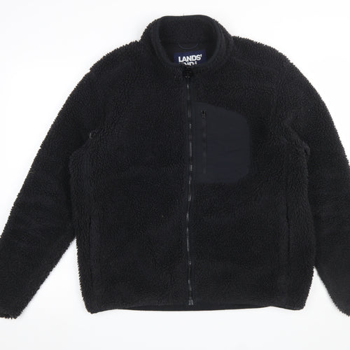 Lands' End Men's Black Fleece Full Zip Jacket Size L Regular