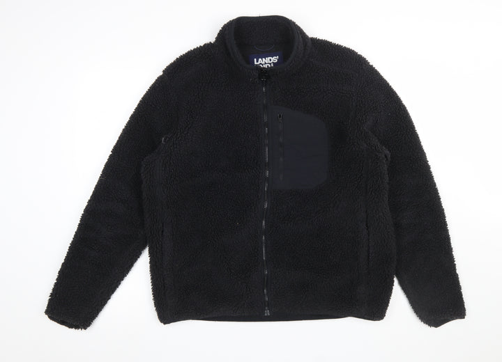 Lands' End Men's Black Fleece Full Zip Jacket Size L Regular
