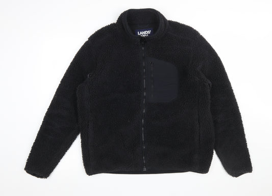 Lands' End Men's Black Fleece Full Zip Jacket Size L Regular