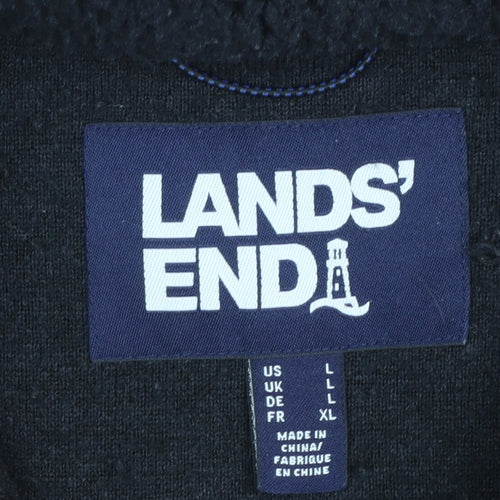 Lands' End Men's Black Fleece Full Zip Jacket Size L Regular