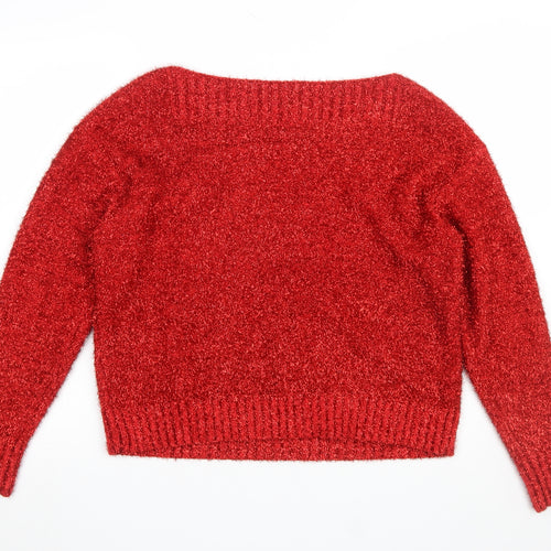 Next Women's Red S Christmas Glitter Jumper Pullover Crew Neck