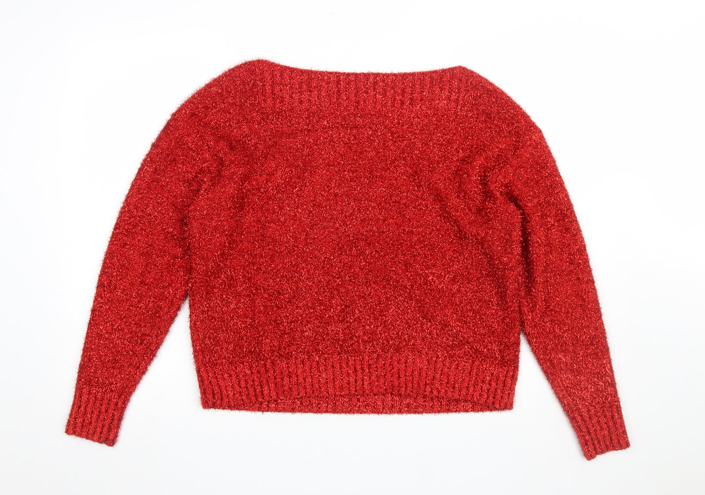 Next Women's Red S Christmas Glitter Jumper Pullover Crew Neck