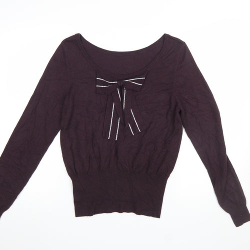 Patrizia Pepe Women's Purple Bow Pullover Jumper Size S Classic Fit