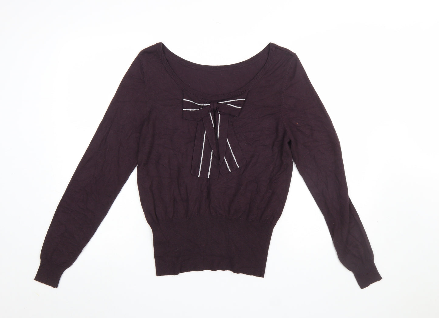 Patrizia Pepe Women's Purple Bow Pullover Jumper Size S Classic Fit