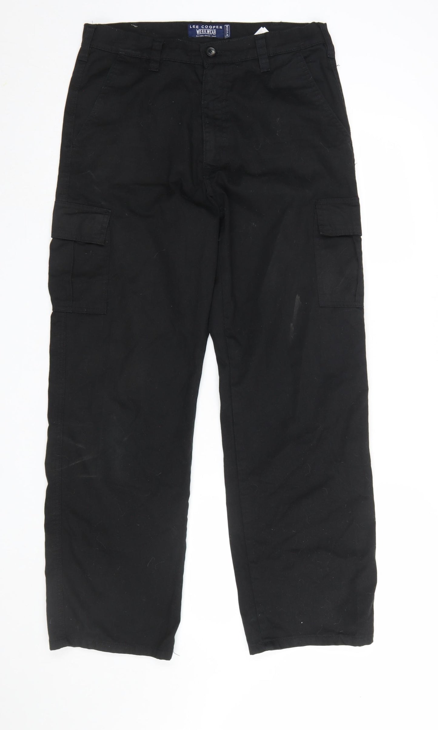 Lee Cooper Men’s Black Cargo Workwear Trousers W32 L31 Polyester Cotton