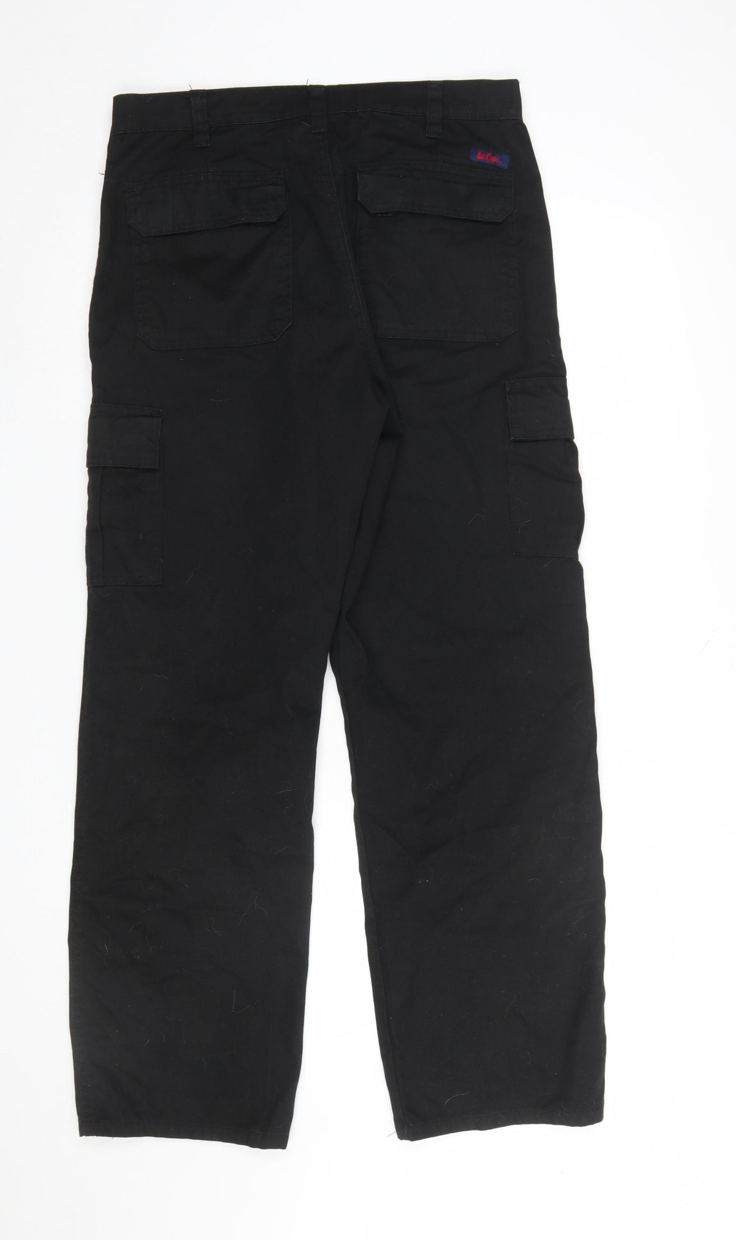 Lee Cooper Men’s Black Cargo Workwear Trousers W32 L31 Polyester Cotton