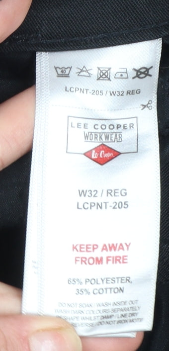 Lee Cooper Men’s Black Cargo Workwear Trousers W32 L31 Polyester Cotton