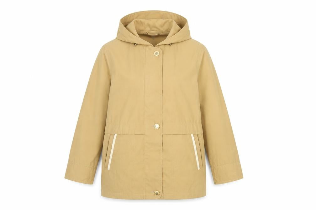 Front view of Marks & Spencer Women Beige Hooded Parka Jacket, size 10