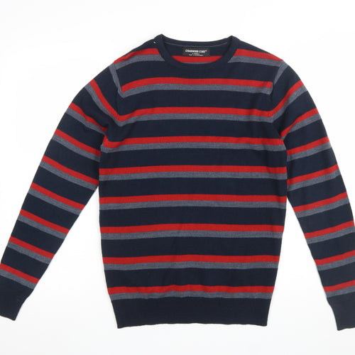 Cedarwood State Men's Blue Striped Crew Neck XS Jumper