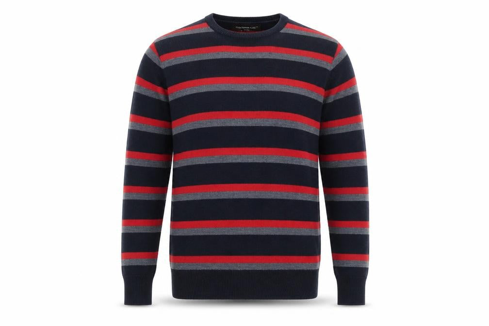 Cedarwood State Men's Blue Striped Crew Neck XS Jumper