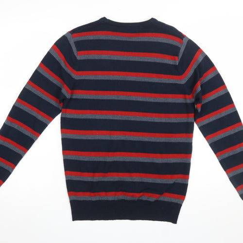 Cedarwood State Men's Blue Striped Crew Neck XS Jumper