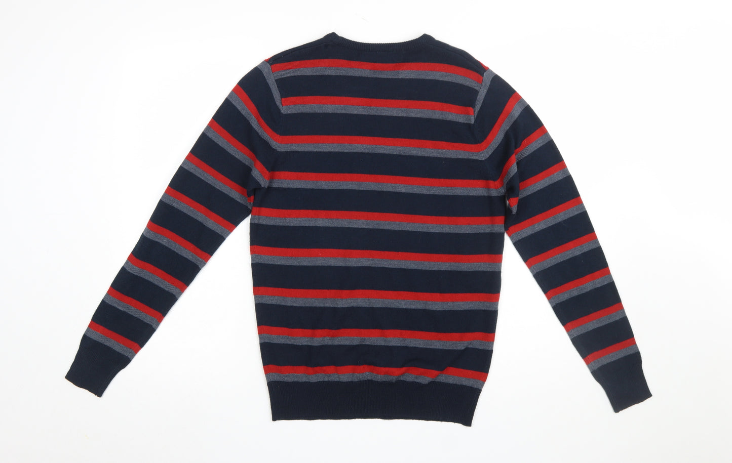 Cedarwood State Men's Blue Striped Crew Neck XS Jumper