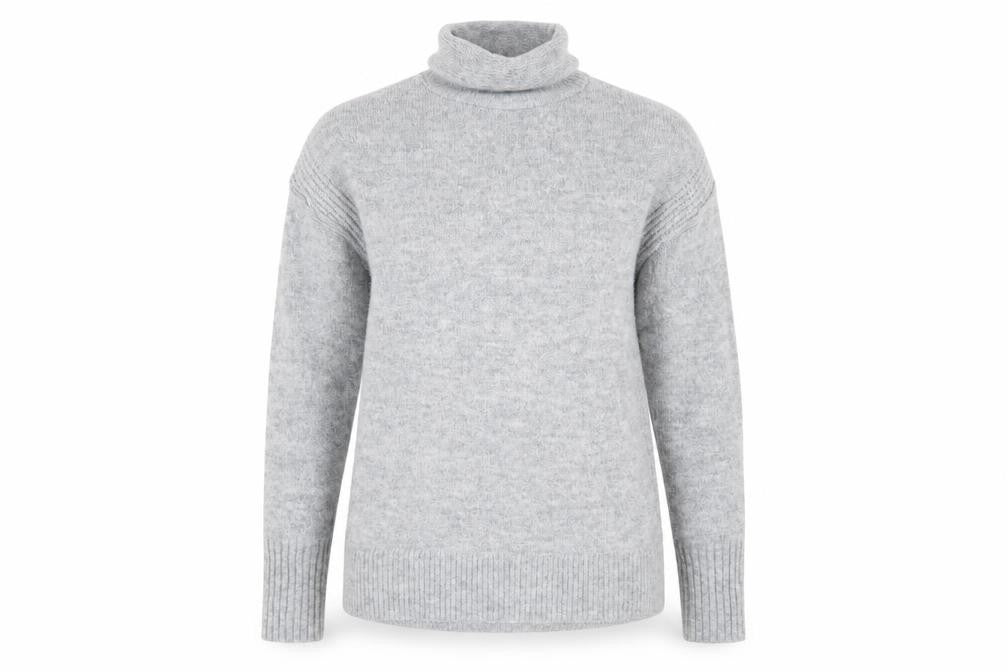 Front view of Gap Women's Grey Roll Neck Knit Jumper, size S