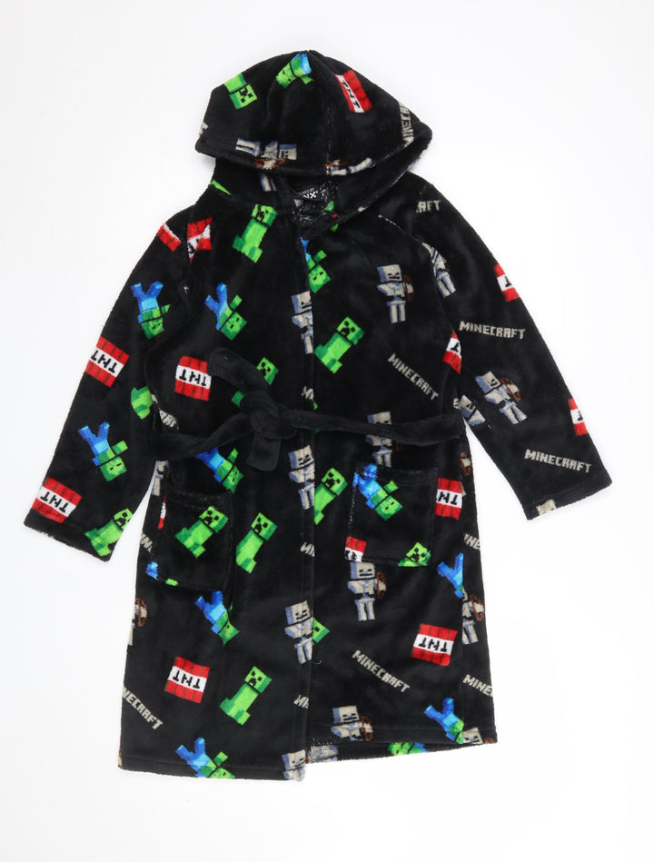 J!NX Boys Black Minecraft Fleece Hooded Robe 9-10 Years