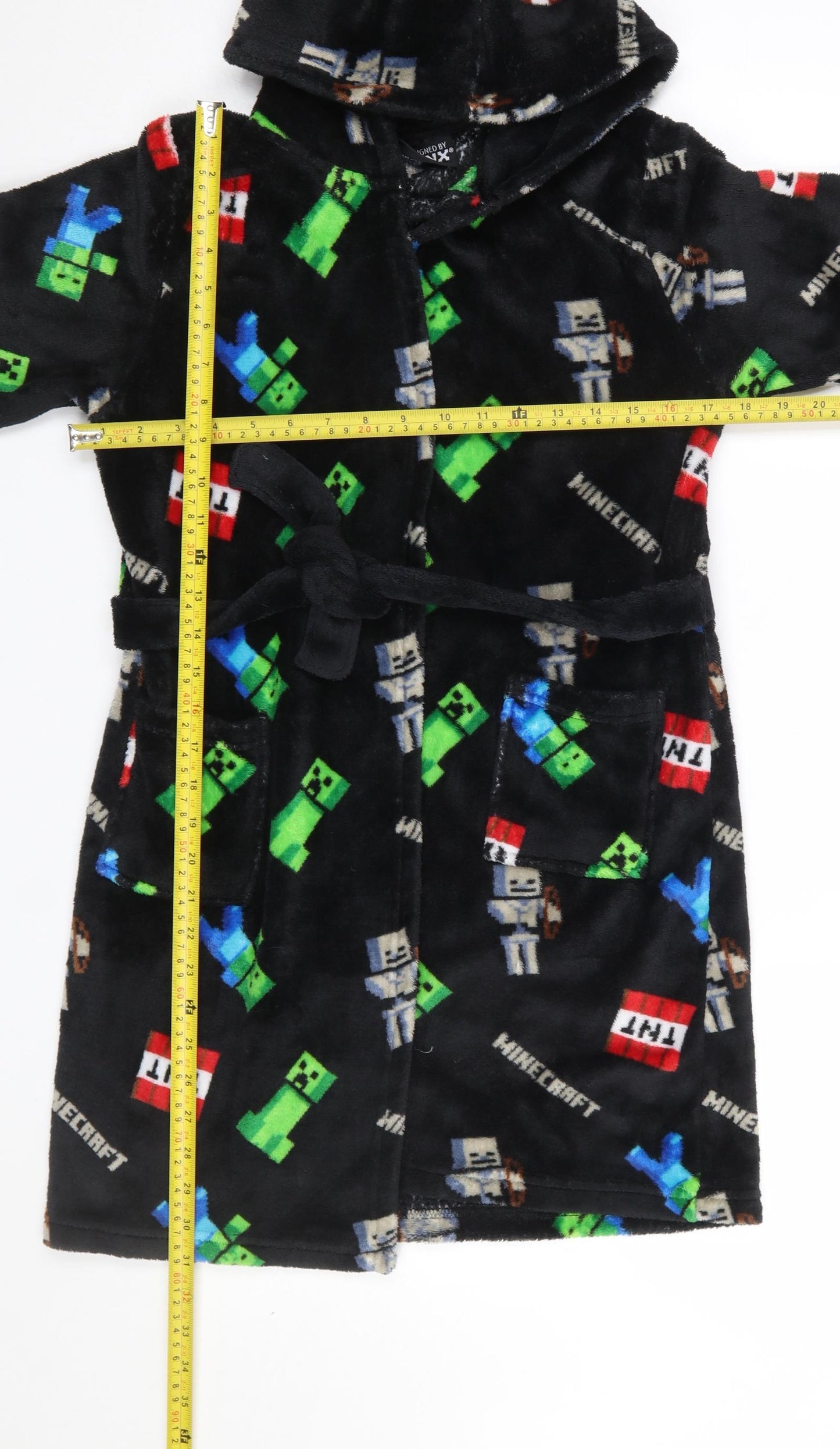 J!NX Boys Black Minecraft Fleece Hooded Robe 9-10 Years