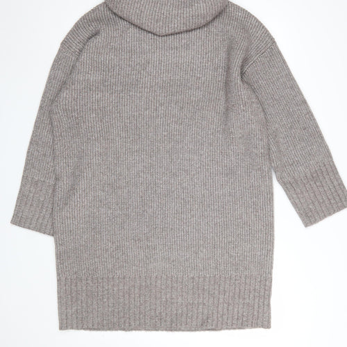 Marks and Spencer Women Grey Roll Neck Knit Jumper Dress Medium